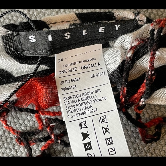 Sisley Black and White Stripes Scarf - Picture 3 of 6